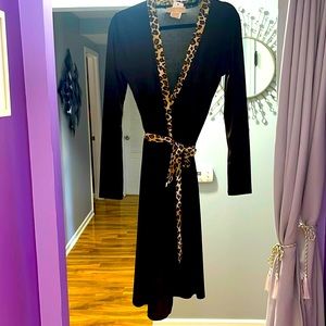 Michael Kors Brown Wrap Dress With Animal Trim Size S/P